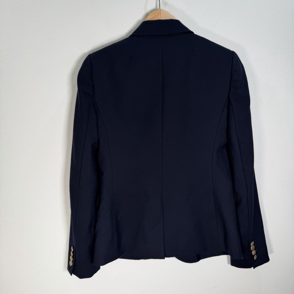 J Crew Schoolboy Blazer Womens Sz 2 Wool Blend Gold Buttons Navy Classic Preppy - Picture 9 of 9